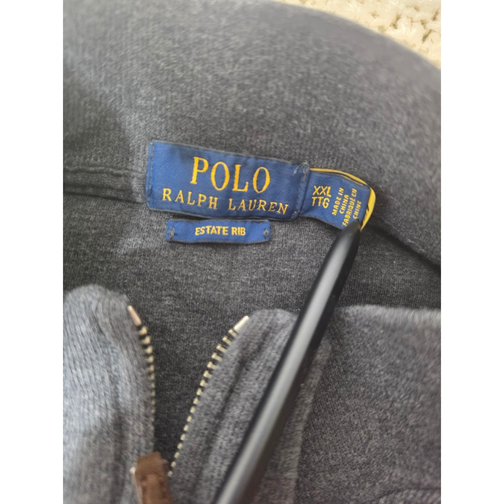 Polo Ralph Lauren Quarter Zip Pullover Mens XXL Green Gray Excellent Estate Rib - Picture 5 of 10